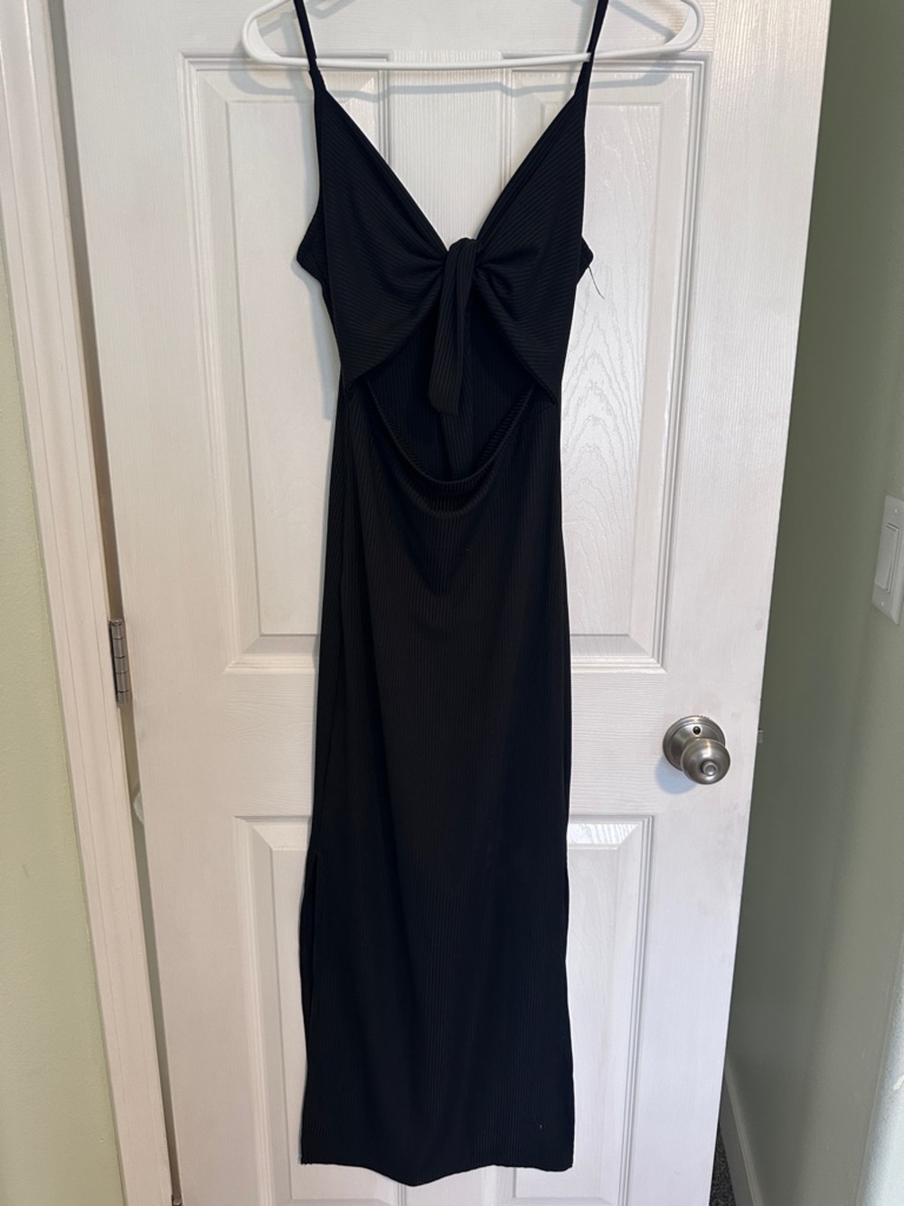 Black Tie-Front Slip Dress - Women's